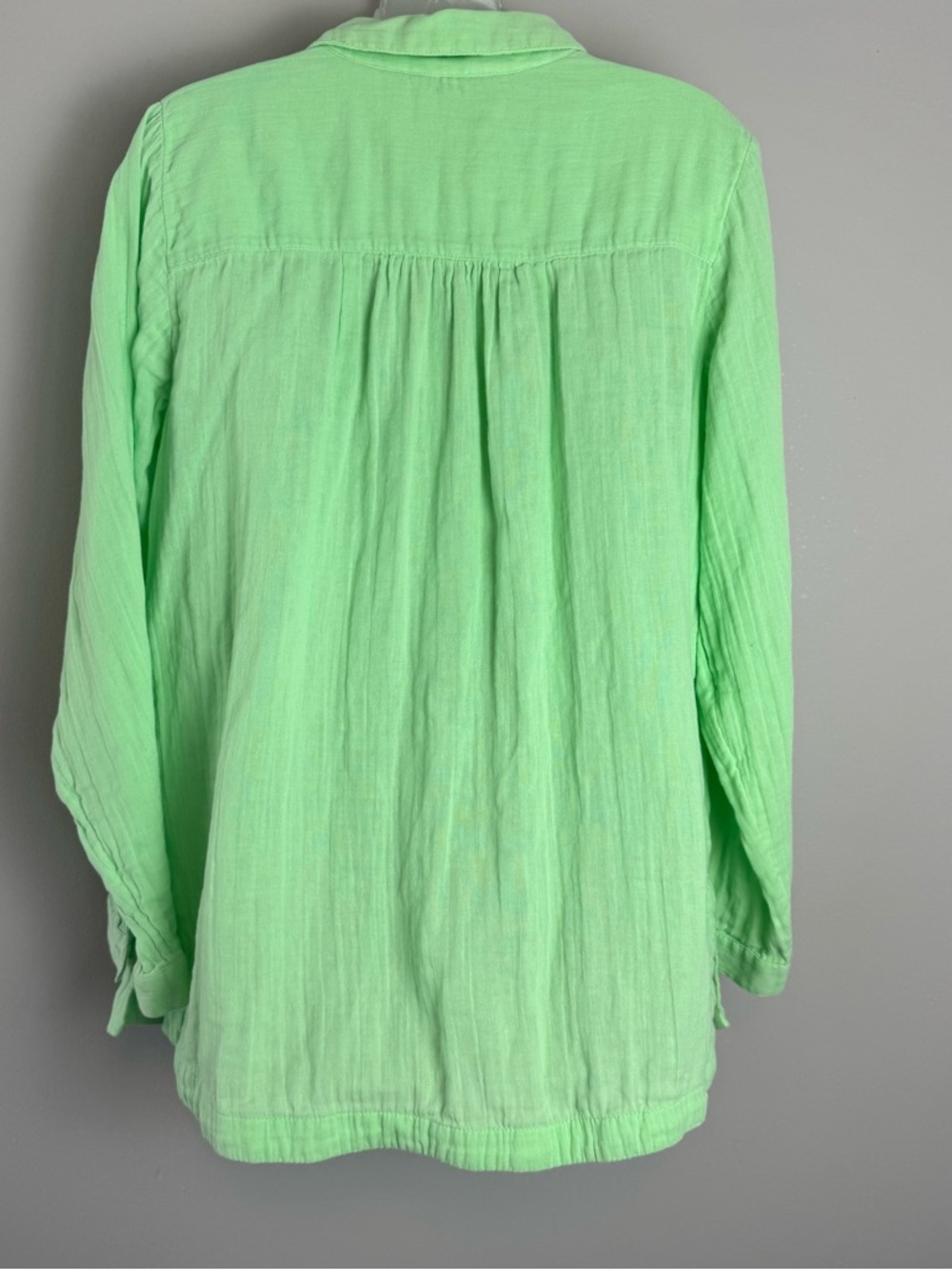 Soft Surroundings Escambia Gauze Green Cotton Tunic Button Up Shirt Size Large - Picture 7 of 9